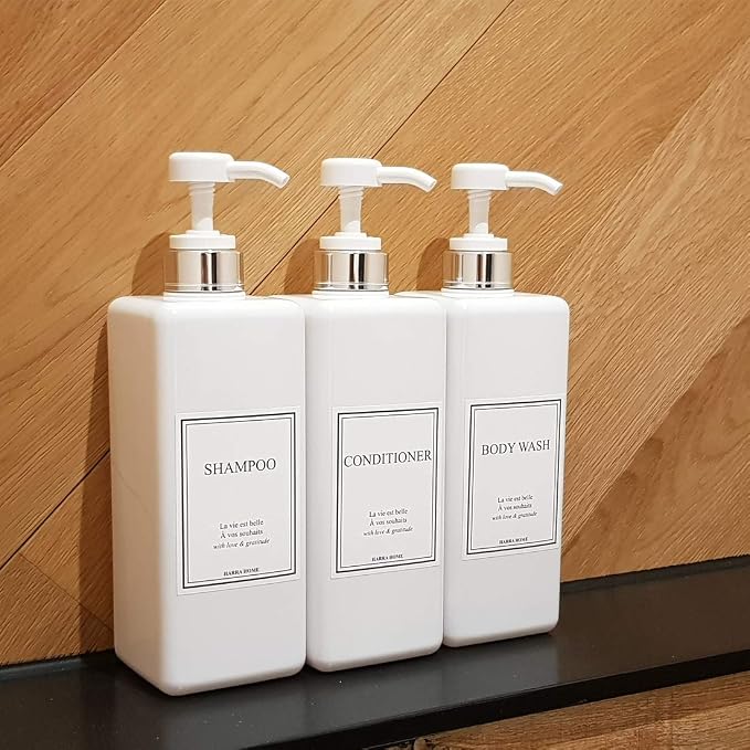 Modern Design Shampoo and Conditioner Dispenser, Large 27oz Shower Soap - Image 3