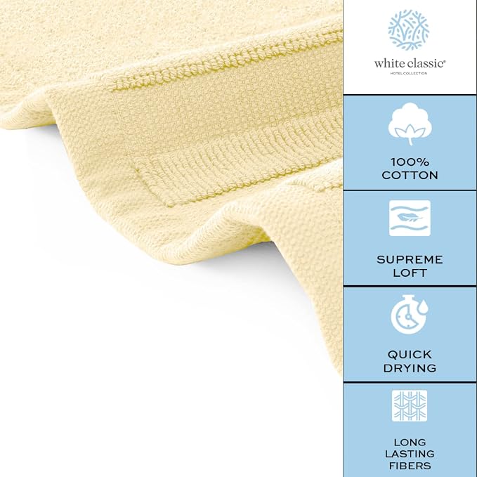 White Classic Luxury Bath Mat Floor Towel Set - Image 6