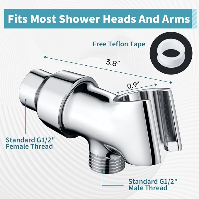 BRIGHT SHOWERS All Metal Handheld Shower Head Holder, Adjustable Shower Arm - Image 7