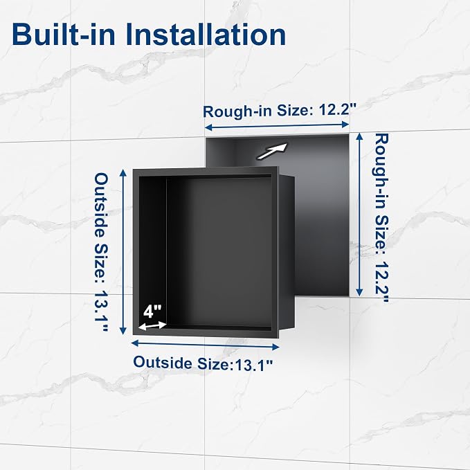 Neodrain Shower Niche Insert Tile Ready Recessed Bathroom Cabinet, Waterproof - Image 3