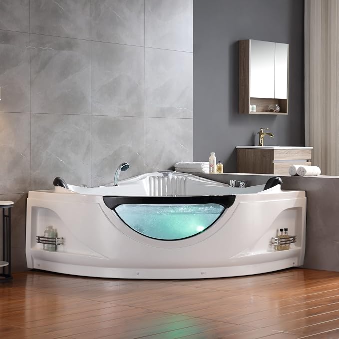 Empava 2 Person Whirlpool Bathtub, Corner Jetted Bathtub - Image 11