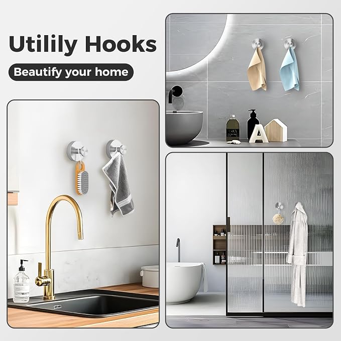 Shower Hooks for Inside Shower, Suction Cup Hooks for Glass Window, Removable - Image 6