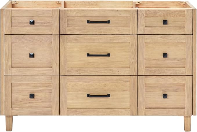 ARIEL Monroe 54 inch Bathroom Vanity Without Sink in White Oak, Bathroom Base by Ariel