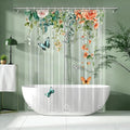 Clear Colorful Floral Butterfly Shower Curtain Liner, Plastic Pretty Pink and by CAPQL