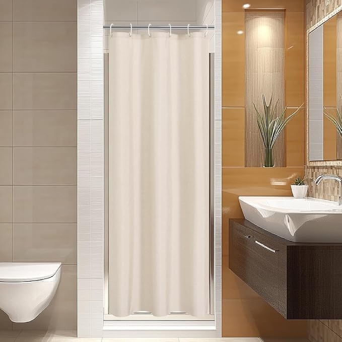 2-in-1 stall Fabric Shower Curtain or Liner, Breathable TPU & Washable - Image 2