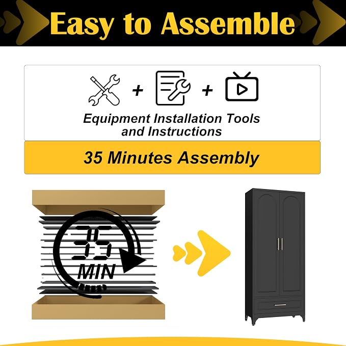 Metal Storage Cabinet with Drawers, 75Inch Black Pantry Cabinets - Image 8