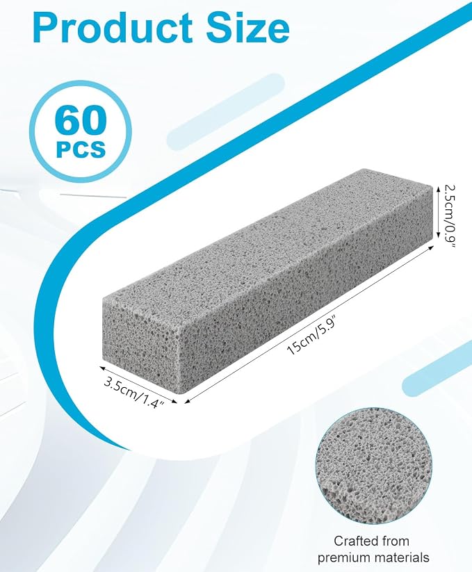 60 Pcs Pumice Stone for Toilet Cleaning Bowl, Pumice Scouring Stick Pad Hard - Image 2