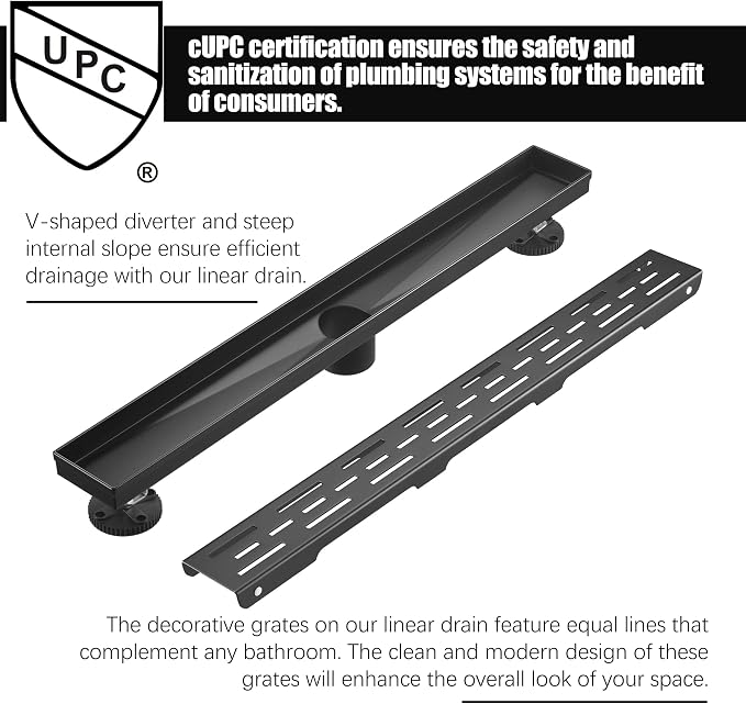 HEATGENE 24-Inch Linear Shower Drain in Matte Black - Image 2