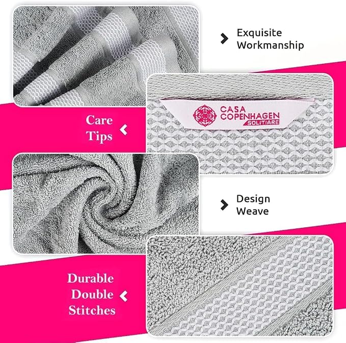 CASA COPENHAGEN Solitaire Towels, 4 Pieces Bath Towel Set- Grey Violet - Image 2