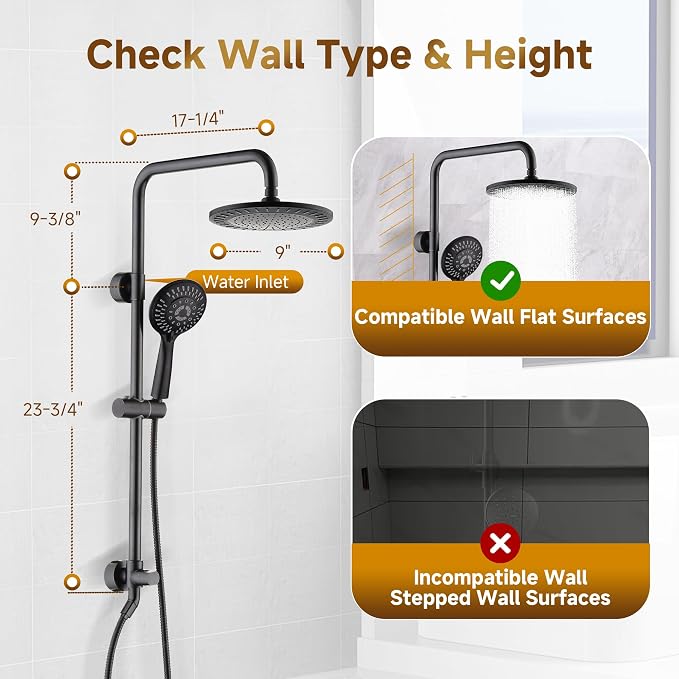 BRIGHT SHOWERS Shower System, 9 Inch Rain Shower Head - Image 5