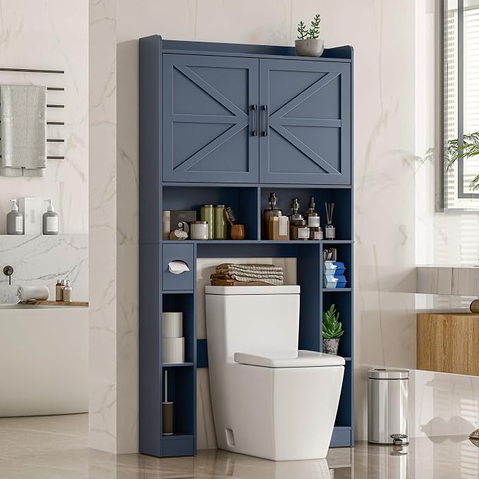 Over The Toilet Storage Cabinet, Farmhouse Toilet Cabinet Rack - Image 6