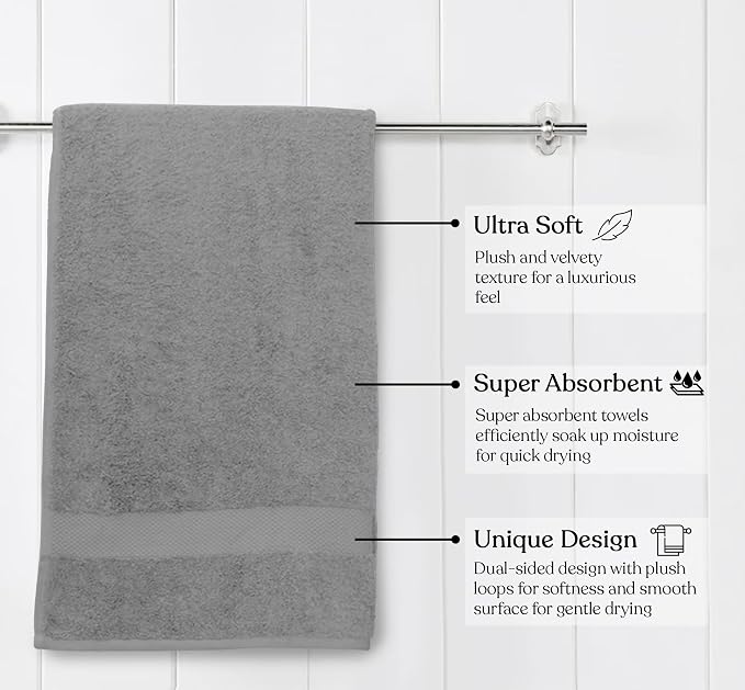 Delara 100% Organic Cotton Towels 650 GSM Plush Feather Touch Quick Dry Bath - Image 3