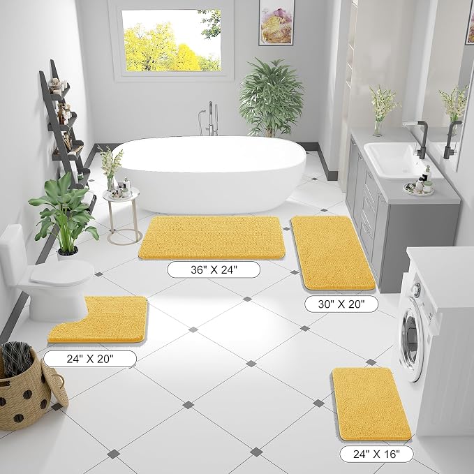 OLANLY Bathroom Rugs 47x17, Extra Soft Absorbent Chenille Bath Rugs, Rubber - Image 2