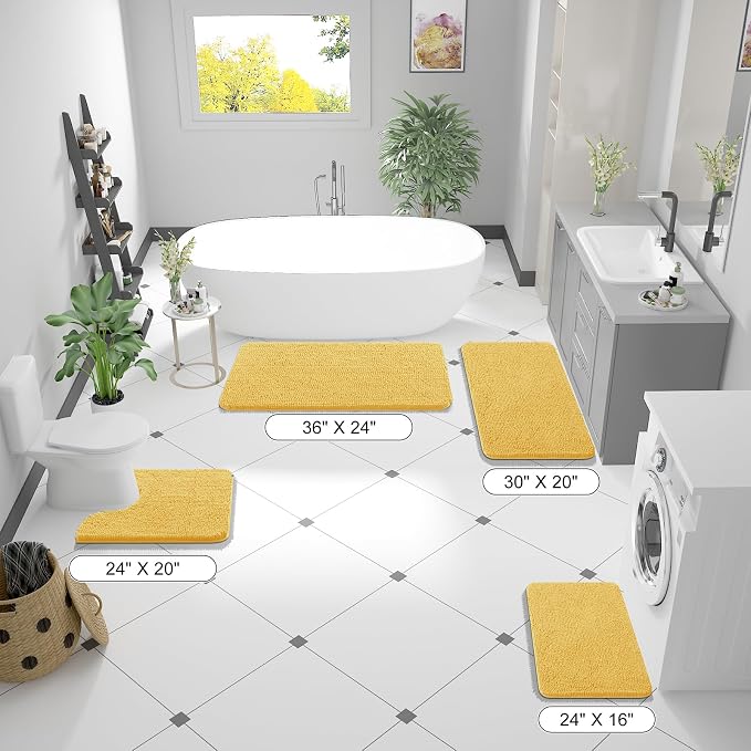 OLANLY Bathroom Rugs 40x32, Extra Soft Absorbent Chenille Bath Rugs, Rubber - Image 2
