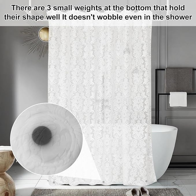 PEVA Shower Curtain, 72 x 72 Water Repellent Premium Bathroom Shower Curtain - Image 6