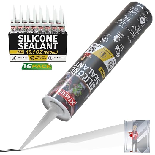 XFasten Black Silicone Caulk 10.1oz Odorless 100% Silicone Black Caulking by XFasten