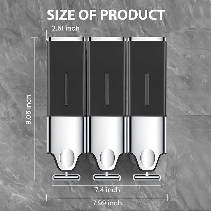 3-in-1 Quadrate Dispensers for The Shower, Shower soap Dispenser, Conditioner - Image 3