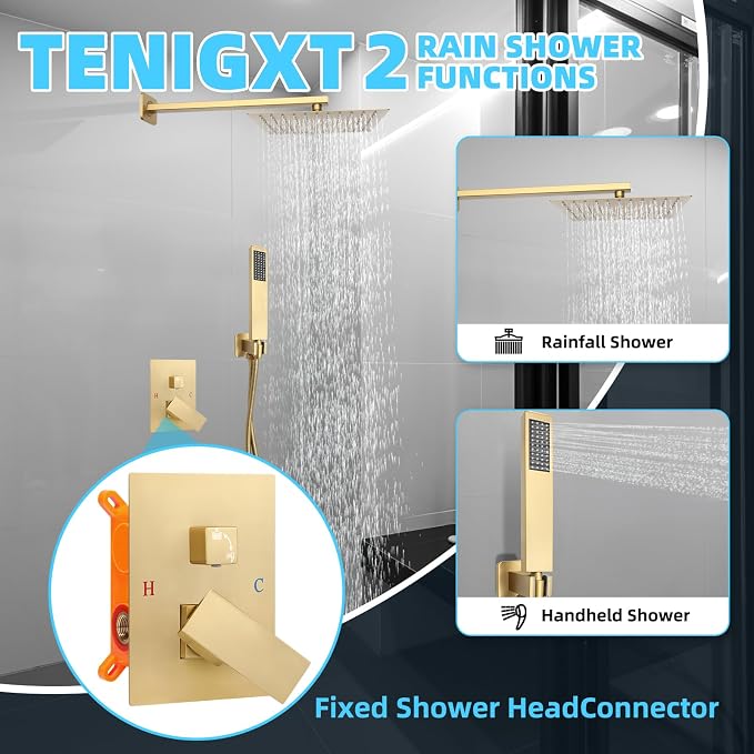 Bathroom Shower Faucet Set，12 Inch Rain Shower Head - Image 2