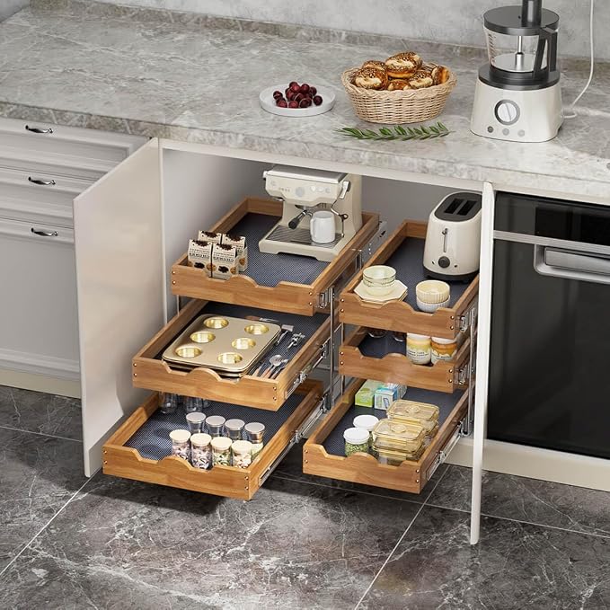 OCG Pull Out Drawer 14" W x 21" D, 3 Tier Pull Out Cabinet Organizer, - Image 4
