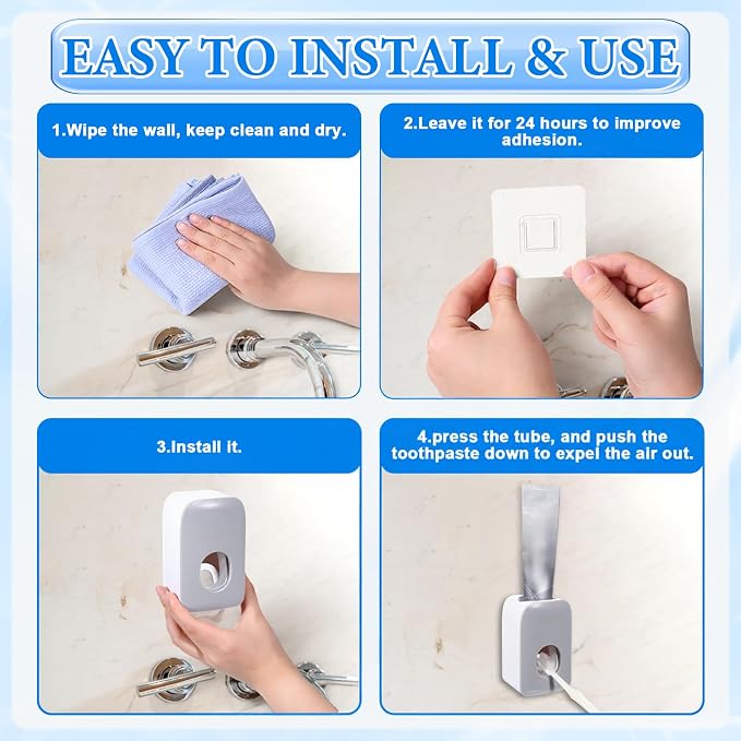 Toothpaste Dispenser Automatic Toothpaste Squeezer Wall Mount Toothpastes - Image 3