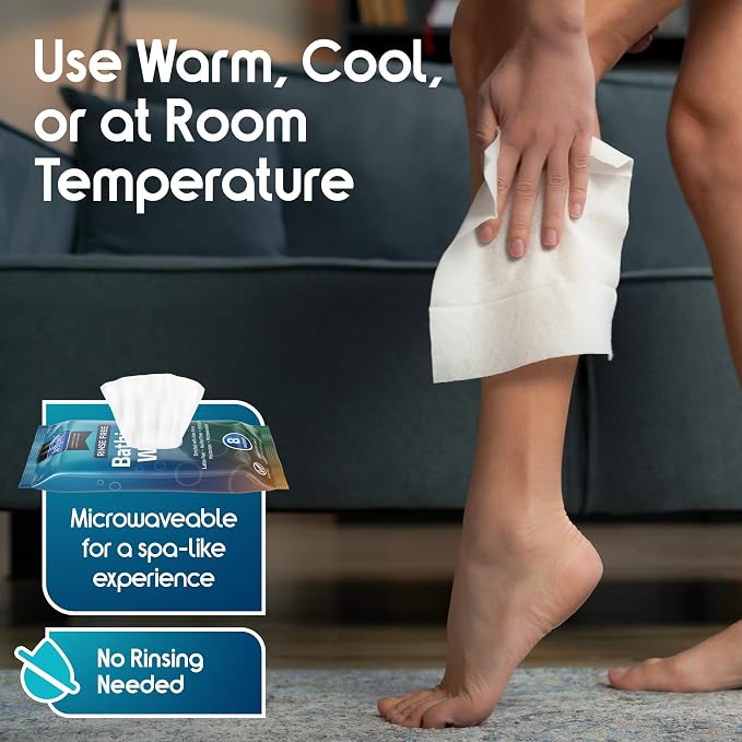 Body Wipes for adults bathing no rinse | Adult Wash Cloths Extra Large - Image 6