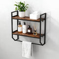 POWERSTONE 2-Tier Bathroom Towel Rack Industrial Wall Mounted Shelf by POWERSTONE%C2%AE