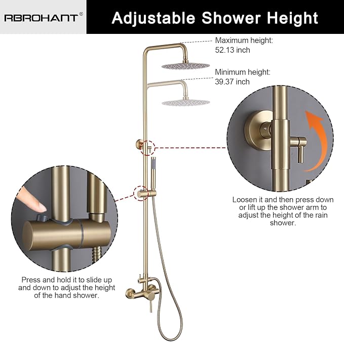 RBROHANT Outdoor Shower, Wall Mount Outdoor Shower Kit, Outside Shower Faucet - Image 3