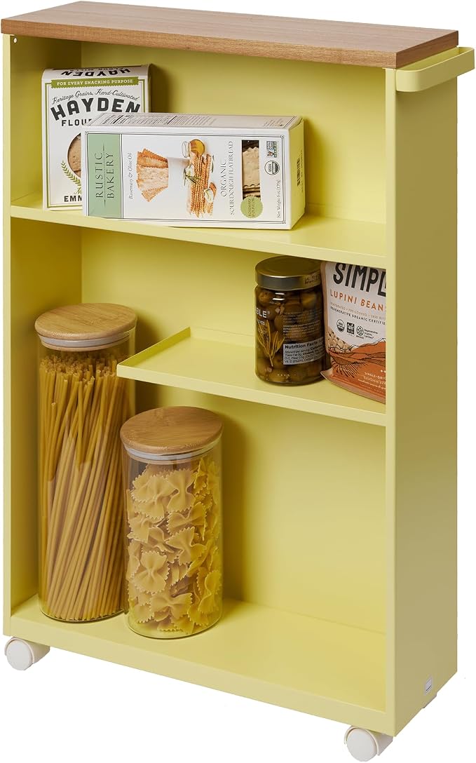 YAMAZAKI Home Slim Rolling Storage Cart – Narrow Bathroom Storage Cabinet by YamazakiHome