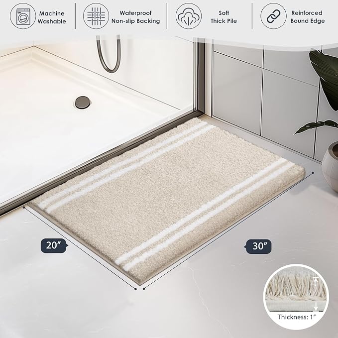 PURRUGS Bathroom Rug Non-Slip Machine Washable 20" x 30", Super Absorbent and - Image 7