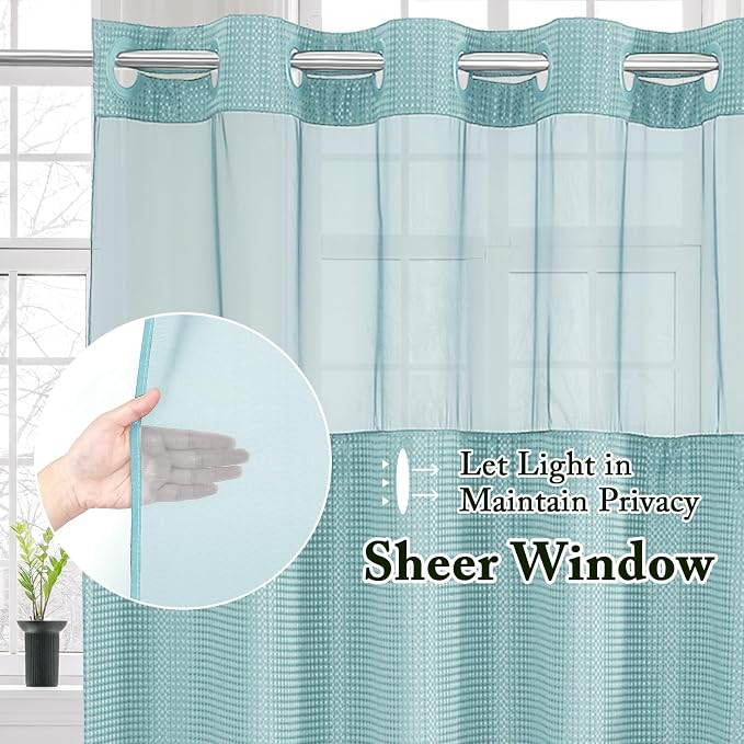 Gibelle Long Shower Curtain 72x80, Waffle Weave Bathroom Shower Curtain - Image 2