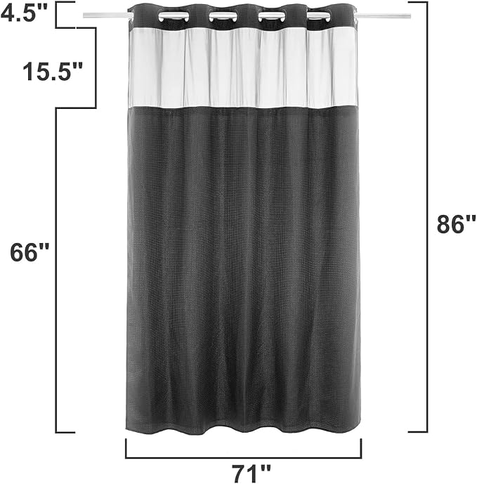 River Dream Heavyweight No Hooks Required Dotted Waffle Weave Shower Curtain - Image 7