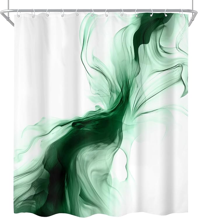 Cinbloo Green Shower Curtain 60Wx72H Abstract Marble Ombre Modern Ink Texture - Image 7