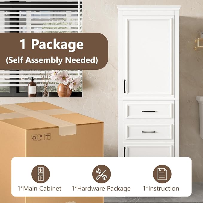 71" Tall Storage Cabinet with Drawers and Soft Closing Doors, Modern Wood - Image 9