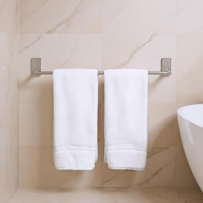 Adhesive Bath Towel Bar 24-inch, No Drill Stick On Towel Rack, Easy Install - Image 3
