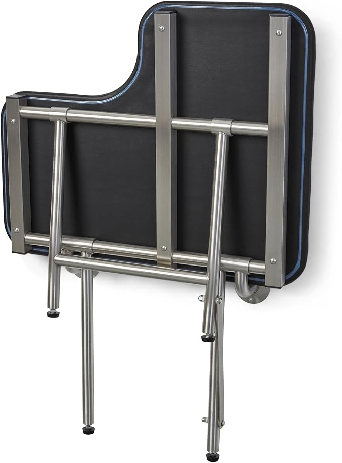 26" x 22.5" Black Padded Wall Mount Folding Left-Handed Transfer Bench Shower - Image 8