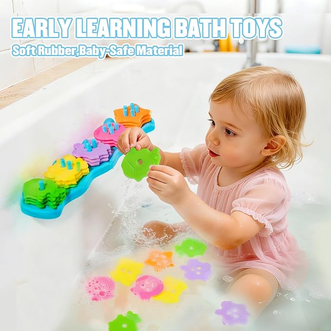 Bath Toys for Kids Ages 1-3 Mold Free Bath Toys Color and Shape Sorting & - Image 2
