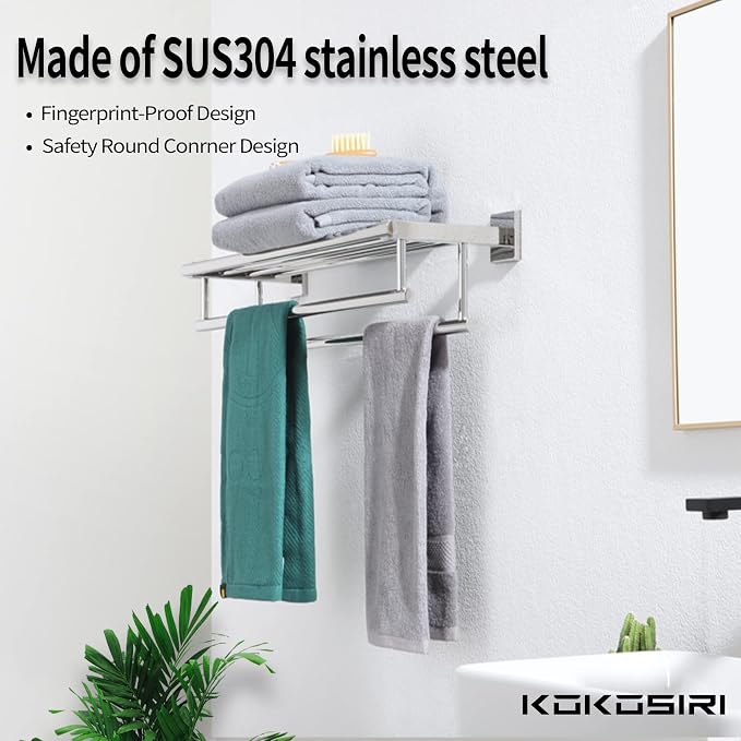 KOKOSIRI Bathroom Towel Rack Towel Holder 20 Inch Towel Shelf - Image 3