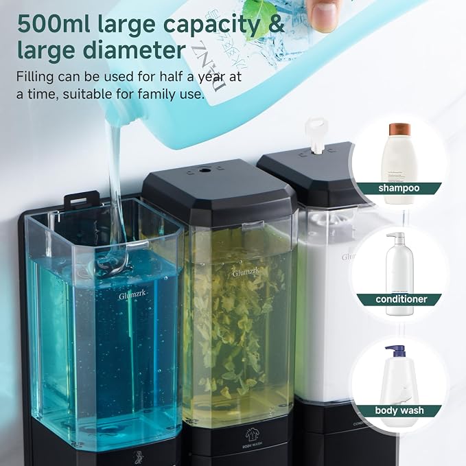 Shampoo and Conditioner Dispenser 3 Chamber No Drill Shampoo Dispenser - Image 4