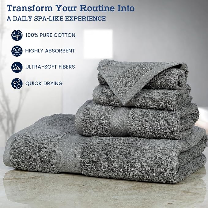Casa Lino 100% Cotton Bath Towels Set of 4 - Image 2