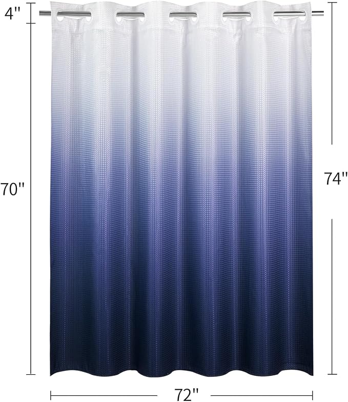 MitoVilla No Hooks Required Navy Blue Shower Curtain Liner Set, Modern Blue - Image 7