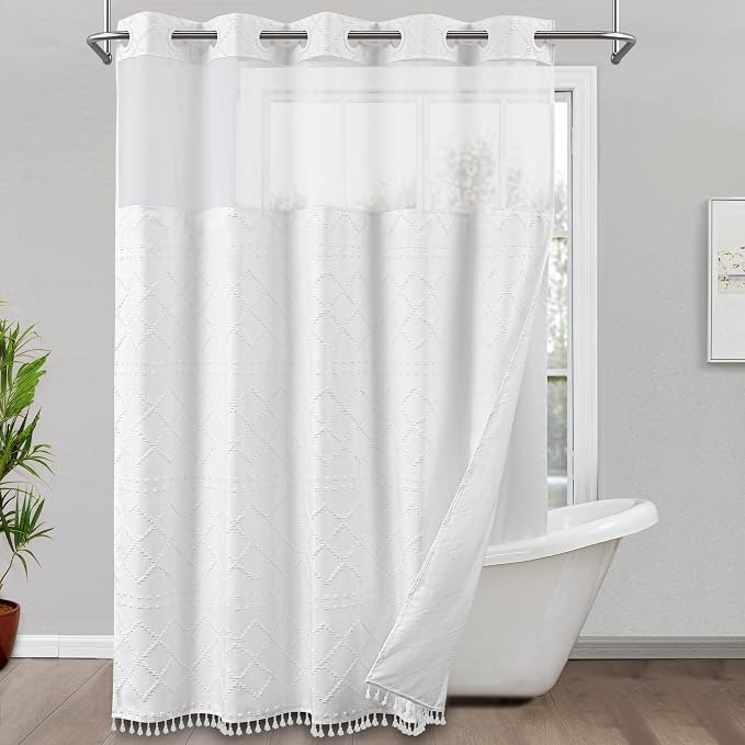 ROSERY No Hook Shower Curtain by ROSERY