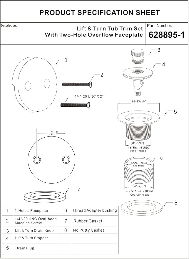 Champagne Bronze Lift & Turn Tub Trim Set - Image 6