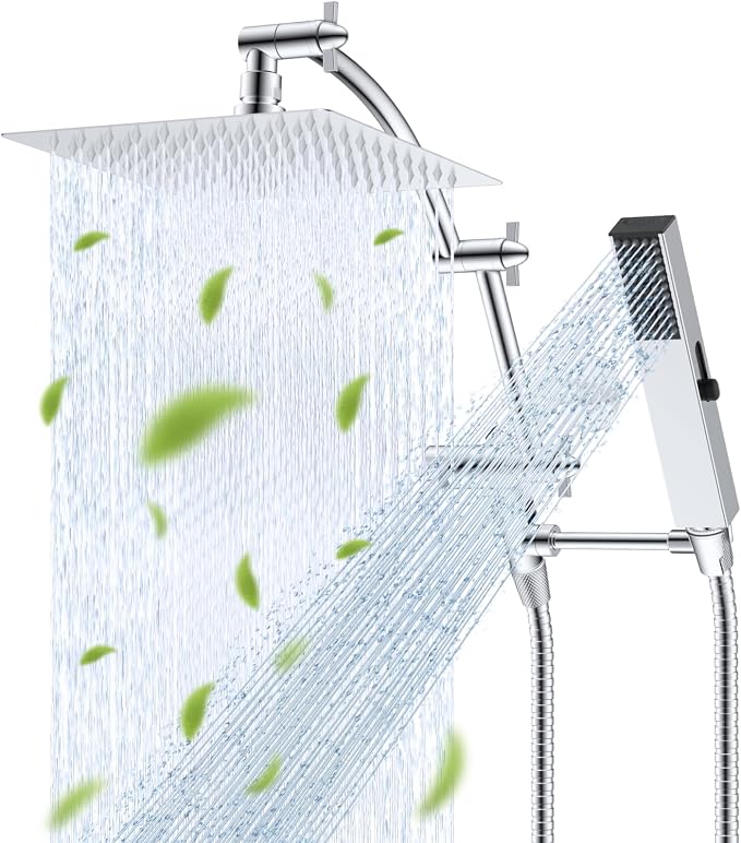 Hibbent All Metal CUPC Certified 8'' Rainfall Shower Head, Dual Shower Head by Hibbent