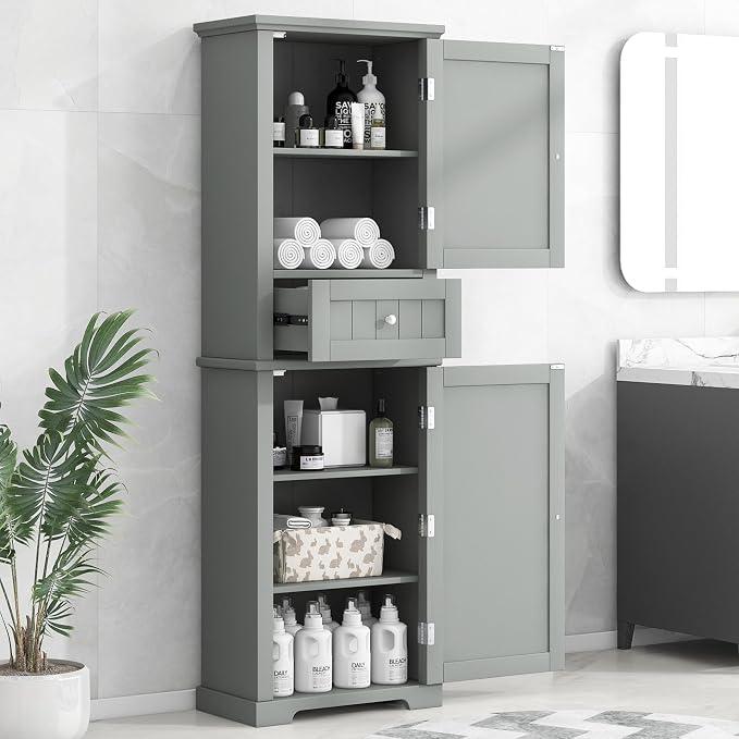 GERRIT 67.3" Tall Linen Cabinet, Modern Freestanding by Unknown