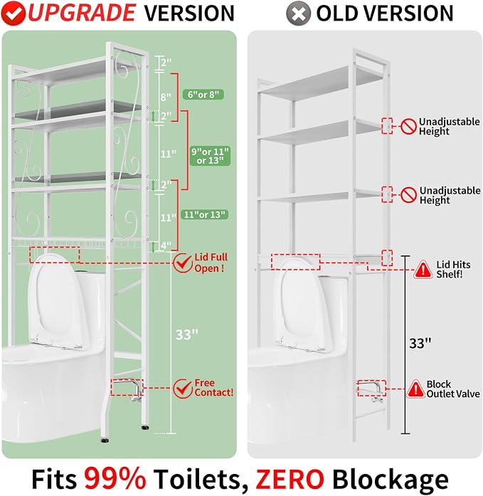 Over-The-Toilet Storage Rack 4-Tier, Bathroom Organizer Shelf Over Toilet - Image 2
