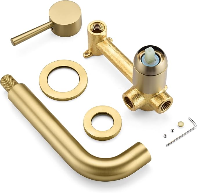 SUMERAIN Wall Mount Tub Filler Gold Bathtub Faucet - Image 6