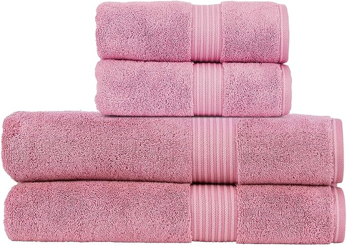 Christy Supreme Hygro 4 Piece Towel Set | Blush | 100% Luxury Supima Cotton | by Christy