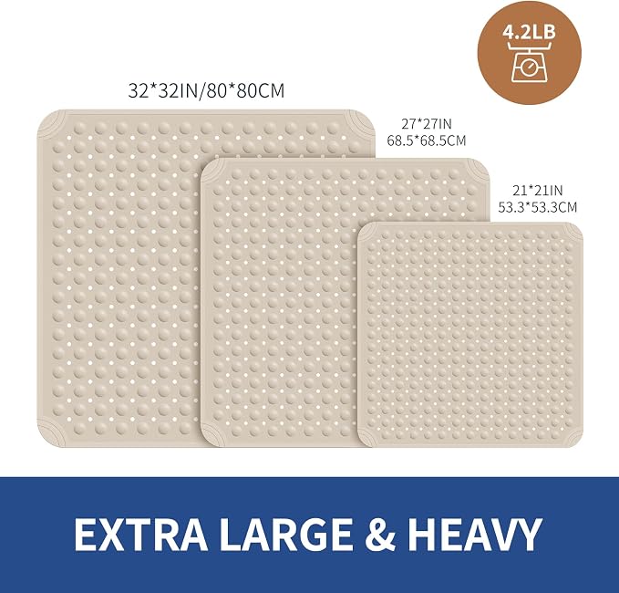 OTHWAY Square Shower Mat 32x32, TPE Non-Slip Shower Mats - Image 2