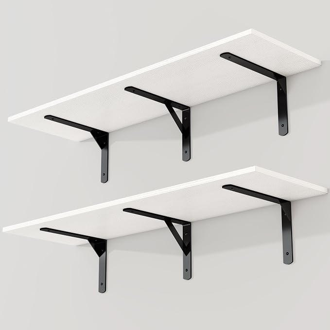 White Floating Shelves 40"W x 12"D, Deep Wall Shelves by FunMemories
