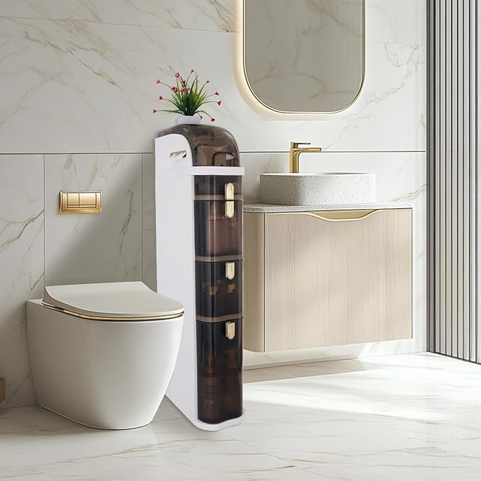 Bathroom Floor Cabinet, Narrow Bathroom Storage Cabinet, Mobile and No - Image 2